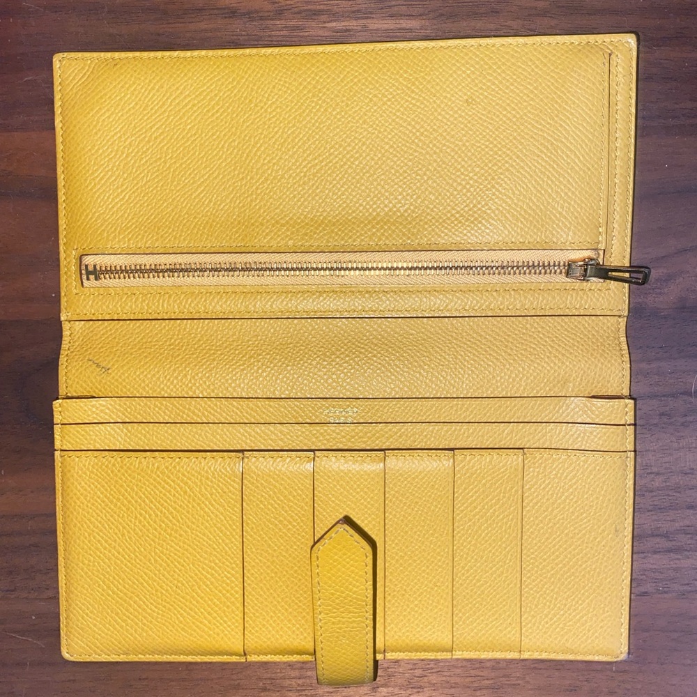 Hermes Vibrant Yellow Leather Wallet